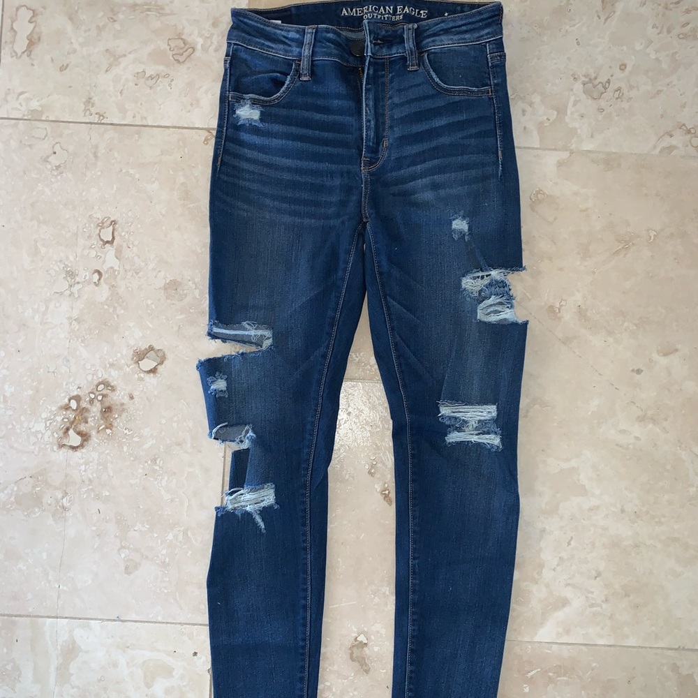 Ripped blue jeans